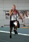 Richard Kilty winning the 60 metres with a championship record, North East Indoor Champs, Gateshead.